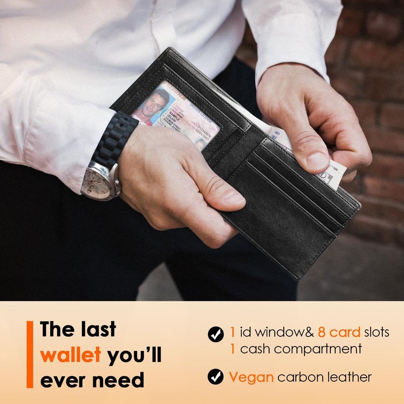 RUNBOX Wallet for Men Slim Leather Bifold RFID Blocking Minimalist Front Pocket Design with Gift Box - Image 2